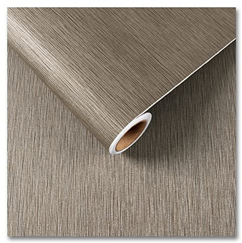 CRE8TIVE Papel tapiz texturizado de tela sintética color marrón con textura de lino marrón para sala de estar, baño, encimera, encimera, armario, 30 cm x 200 cm