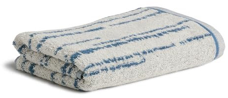Möve Bohemian Dreams Drop Stripes Handtuch 50 x 100 cm aus 100% Baumwolle, Nature/Steel Blue
