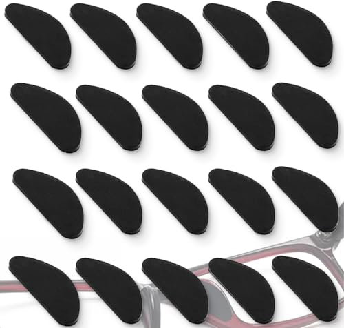AFCJLTO 10 Paar Antirutsch Nasenpads für Vollrahmen-Brillen & Sonnenbrillen - Schwarze, selbstklebende Silikon-Pads für rutschfreien Halt und bequemen Sitz der Brille auf der Nase
