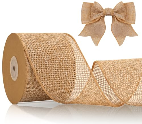 KINGLAKE Cinta de arpillera marrón de 10 m y 8 cm para hacer lazos de corona, cinta de arpillera ancha de yute para manualidades, envoltura de regalos, Navidad, decoración rústica de boda