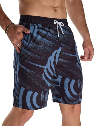 Arcweg Short de bain pour homme 2 en 1 à séchage rapide Longues brassières de nage avec doublure de compression Short de surf étirable pour la plage avec poches zippées, XS