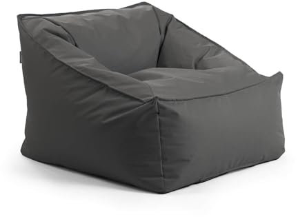mokebo® Gartensessel 'Der Sunnyboy', Bean Bag mit Füllung oder Outdoor Sitzsack, als Liegekissen, Gartenliege, Relaxliege, Bodenkissen oder Liege in Anthrazit