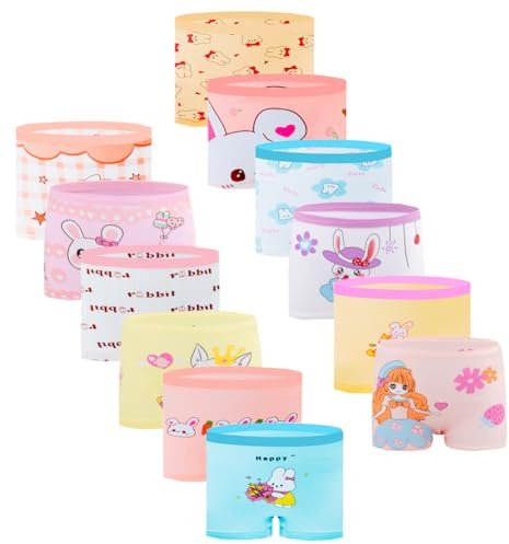 JackLoveBriefs Coton Boxer Fille 12 Pièces Culottes pour Filles 7-9 Ans Multicolore(Taille:XL)
