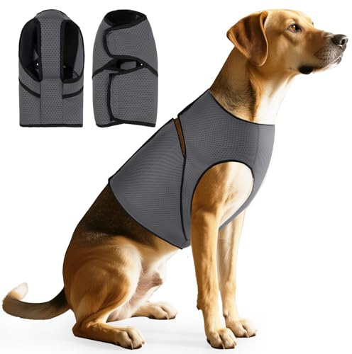 Duuclume Chaleco de ansiedad para perros, abrigo calmante para aliviar la ansiedad, envoltura cómoda y chaleco ajustable de presión suave para mascotas, para truenos, viajes y fuegos artificiales