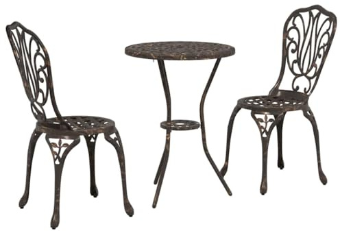 Genérico Set Bistro da Giardino 3 PCS Bronzo Alluminio,Bronzo,11.77kg,42002382