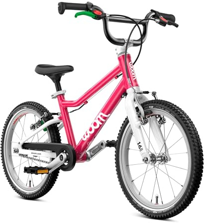 woom GO 3 Bicycle for Children 4 to 6 Years Old, 16-Inch Lightweight Bike with Handbrake, Steering Limiter & Chainguard for Boys & Girls - Hot Pink
