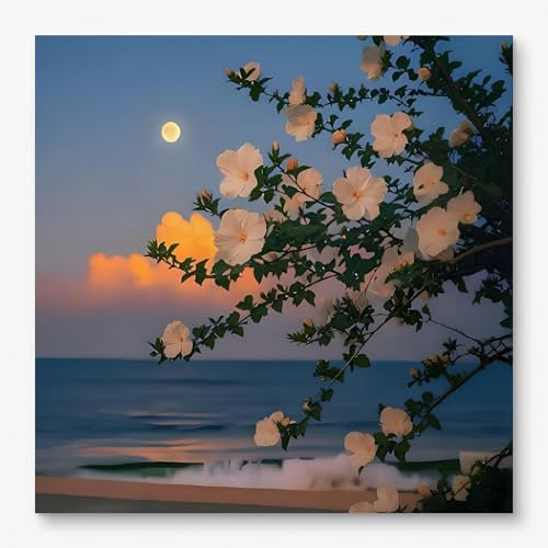 Pintar por Números Adultos con Marco de Madera - 30x30cm Kit de Pintura al Óleo DIY sobre Lienzo Estirado, Incluye 2 Pinceles, Pinturas Acrílicas y 2 Ganchos, Decoración Hogar Regalo Manualidades