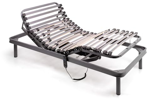 Ferlex - Cama articulada eléctrica | Somier articulado de 5 Planos | Reguladores de firmeza y Refuerzo en Lumbar y Dorsal (90x190 cm)