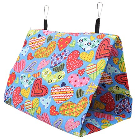 Annadue Tienda Colgante para Pájaros, Cama Triangular de Lona Colorida para Casa de Loros con Ganchos, Accesorios para Jaula de Pájaros para Periquitos Cacatúas y Agapornis (25 * 15 * 18CM)