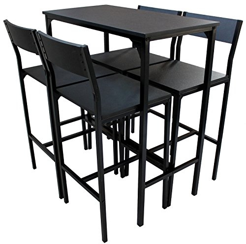 yelloo - Tavolo Bar con Sgabelli Salvaspazio, Angolo Bar per Casa, Tavolino Bar uso Interno, Ideale per Birreria, Pizzeria, Perfetto per Arredare Casa con Stile (Lignano - Tavolo + 4 Sgabelli)