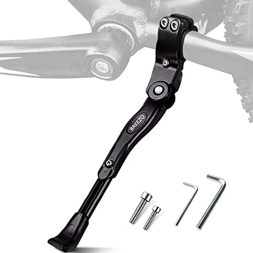 BREEZO Bicycle Kickstand Adjustable Bike Kickstand Aluminium Alloy Side Stand wit h Anti-slip Rubber Feet for Mountain Bike, Road Bike + 2 Allen Key and 2 Spare Bolts