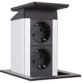 EVOline Port Push, 2-Fach Steckdose, versenkbar, Edelstahl gebürstet