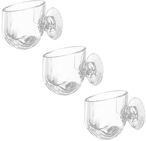 3PCS Acrylic Aquatic Red Worm Cups, Water Planter Pots with 6 Suction Cups, Aquarium Magnifying Glass Shelf, Plant Holder for Live Fish Tank & Fresh Water