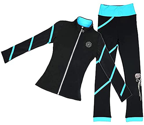 LIUHUO Veste de patin à glace, pantalon, ensemble pour fille, noir, vêtements d'entraînement,