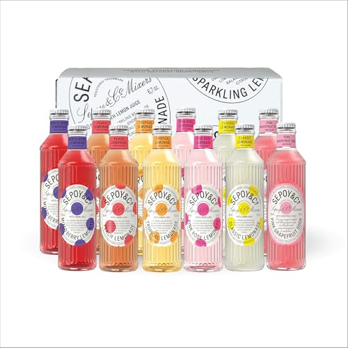 Sepoy & Co. Mixed Lemonade Case (Pack of 12 X 200ml) | Low Calorie | Assorted Lemonades | 100% Natural Ingredients | Premium Cocktail Mixers | Flavoured & Aerated Drink