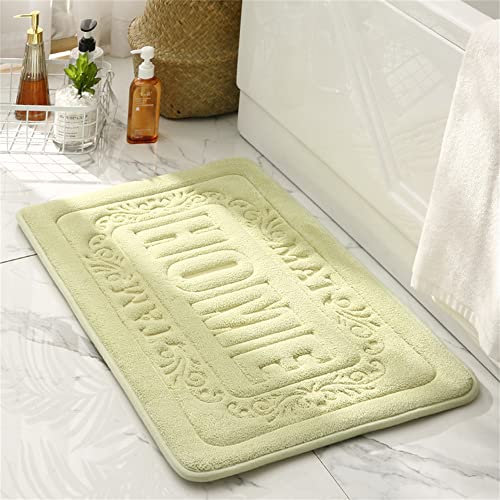 Hiseng Memory Foam Matte, Waschbar Anti-Rutsch Badematte, Super Wasserabsorbierende Weiche FußMatte Memoryschaum Badeteppiche, Leicht Zu Reinigen Badvorleger (50x80cm,Jacquard hellgrün)