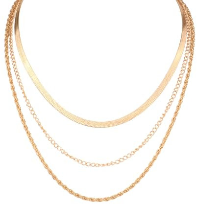 XIHIRCD Mehrschichtiges Halsketten 3er Set Gold für Damen, Gestapelte Boho Halsketten Damen Schlangenkette Spiralkette Modeschmuck Geschenk für Frauen und Mädchen