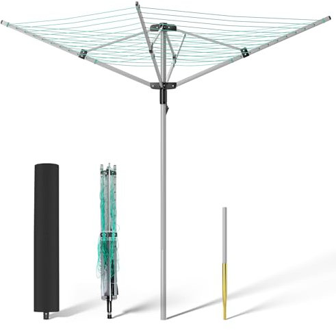 tonchean Adjustable Height Rotary 4-arm Clothesline Umbrella Drying Rack