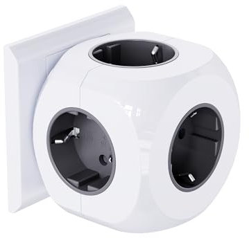 5-in-1 Cubo Enchufe, 3680W Enchufe Multiple, 5AC Ladron Enchufes, Cubo Regleta Enchufes para Oficina, Cocina y Habitación