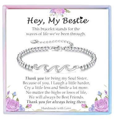 Regalo per mamma, moglie, nonna, figlia, amica, migliore sorella, braccialetto a onde d'argento regalo per donna idee regalo di compleanno, le onde della vita che abbiamo attraversato insieme, regalo