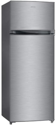 INFINITON Frigorifico Dos Puertas FG-A145I, 200 Litros, 143 cm de Altura, Defrost, LED Interior, E, Diseño con Tirador Integrado, Ancho 55 cm, Regulación en Altura, Puerta Reversible, Inox