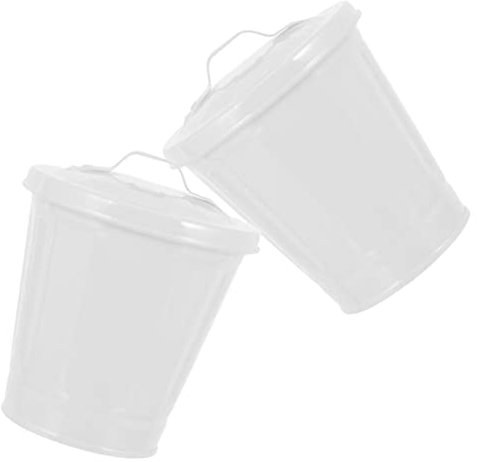 VALICLUD 2pezzi Cestini Zincati Con Coperchio Per Desktop Bidoni Multifunzionali Per Rifiuti Porta Penne e Fioriera Per Casa Ufficio e Scuola