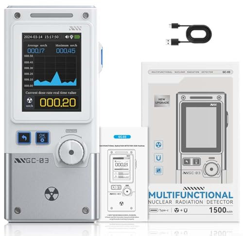 GC-03 Electromagnetic Nuclear Radiation Detector, Portable EMF Meter With Geiger Counter For Gamma Rays, Real-Time Monitoring Of Electric/Magnetic Fields (0.01μSv/h-999.99μSv/h)(White)