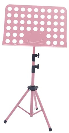 ＡＷＨＡＯ Atril para partituras, soporte para libros, base de trípode, antideslizante, configuración sencilla, plegable, altura ajustable para músicos, Rosa
