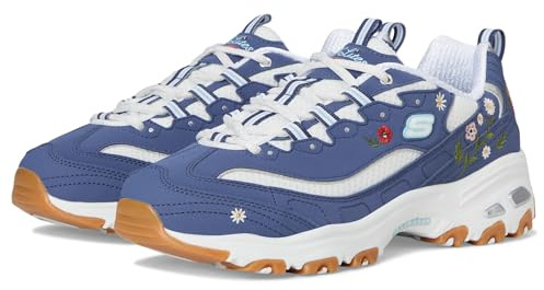 Skechers Women's D'Lites-Spring Bloom Sneaker, Navy, 6.5 Wide