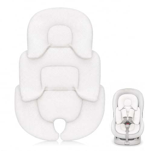 Reductor de Asiento para Bebé Recién Nacido, SGZIOO Genérico Cojín para Asiento De Coche De Bebé, cómodo y transpirable, Blanco