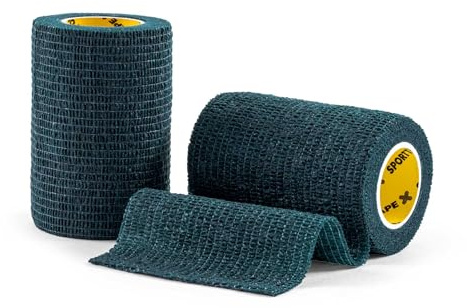 SPORTTAPE Self-Adhesive Cohesive Bandage, 2 Rolls 7.5cm x 4.5m, Dark Green | Compression & Vet Wrap for Dogs, Horses, Sports Stretch Tape for Football, Ankles, Joints, Fingers, Wrists & Sock Tape