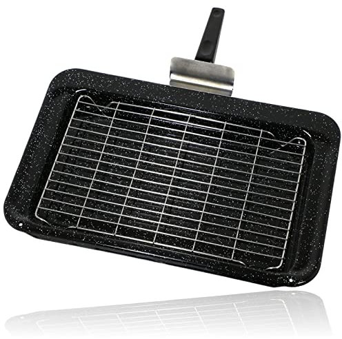 SPARES2GO Complete Grill Pan Tray Rack & Handle for Rangemaster Oven Cooker (445 x 276mm) - Fitment List C