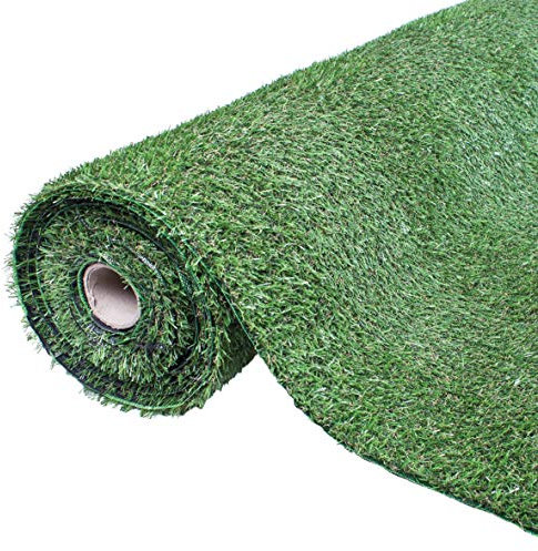 GardenKraft 4 m × 1 m Artificial Grass Roll  – 15 mm High‑Density Dark Green Two‑Tone Pile, UV‑Stabilised Fast‑Drain Fake Lawn, Pet & Child Friendly Astro Turf