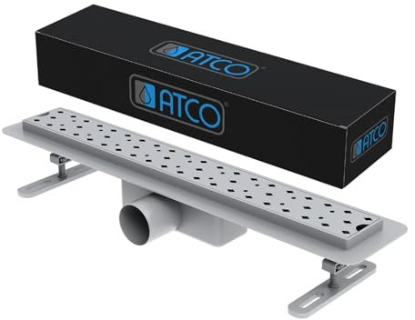 ATCO® Edelstahl Duschrinne Siphon Bodenablauf Ablaufrinne Duschablauf Abfluss Ablauf Duschablaufrinne Bodenebene Dusche Bad 60cm