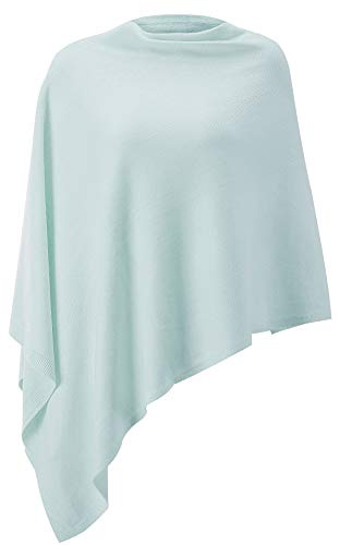 Women Ponchos Sweater Versatile Lightweight Solid Knitted Shawl Wrap Scarf Cape Accessories for Womens Light Blue
