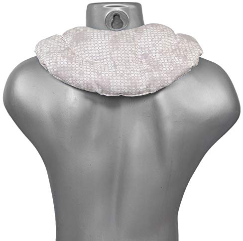 Pequeña almohada de cuello | Saco cervical térmico de semillas | Cojín compartimentado para huesos de cerezas (color: shabby chic gris-beis)