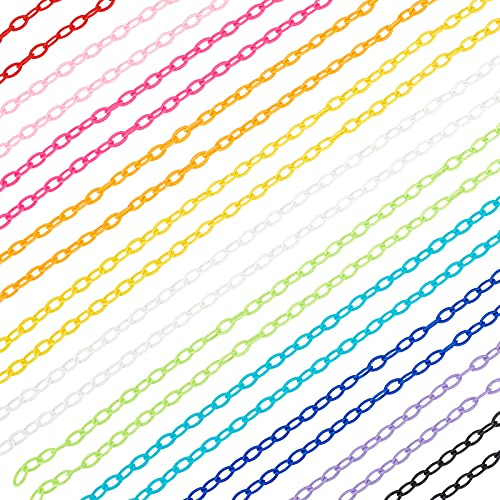 PH PandaHall 22 Strand Plastic Curb Chain, 11 Colors 40cm Cable Chain Link