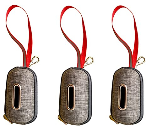 3Pcs Dog Poop Bag Holders Durable Poop Bag Dispensers Portable Dog Waste Bags Dog Feces Bags for Walking Running or Hiking (Grey)
