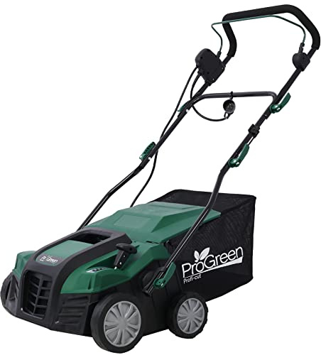 Dithoko Corded Garden Scarifier, 2-in-1 Electric Dethatcher and Scarifier with 58QT Removable Collection Bag, 16-Inch 15 Amp Push Electric Lawn Dethatcher