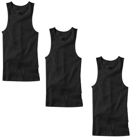 TZ Promise 3-6 Pack Men's Tank Top Undershirt 100% Cotton Plain Ribbed Workout A-Shirts (3-Pack Black, Large)