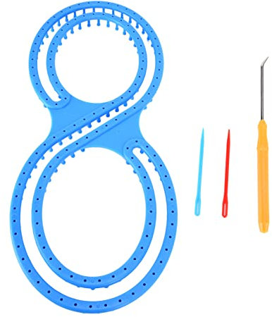 Strickwebstuhl-Set in 8 Formen, Kunststoff-Strick-Decken-Webstuhl, Blau, mit Häkelnadel – Komplettes DIY-Bastelset für Decken, Socken, Schals, Mützen, Heim-Nähwerkzeuge
