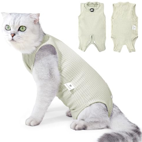 Coppthinktu Cat Recovery Suit Cat Onesie for Cats After Surgery, Breathable Cat Spay Surgery Recovery Suit for Abdominal Wound, Soft Cat Surgical Body Suit for Female Cats Kitten to Anti-Licking