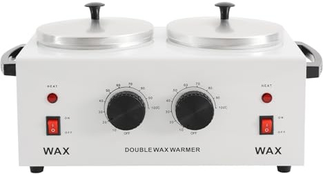 Calentador de cera doble de 200 W, para depilación, calentador de cera caliente, máquina de calentamiento de cera con 2 ollas de 400 ml x 2, calentador de cera profesional de 0 – 100 ℃, control de