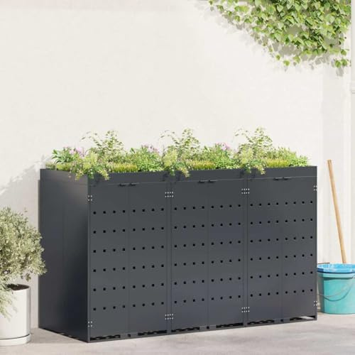 Générique Rangement de Poubelle à roulettes pour 3 poubelles Anthracite,Maison & Jardin,Produits ménagers,Accessoires pour conteneurs à déchets,Cache-conteneurs à déchets,Anthracite,72.2 KG,3394744