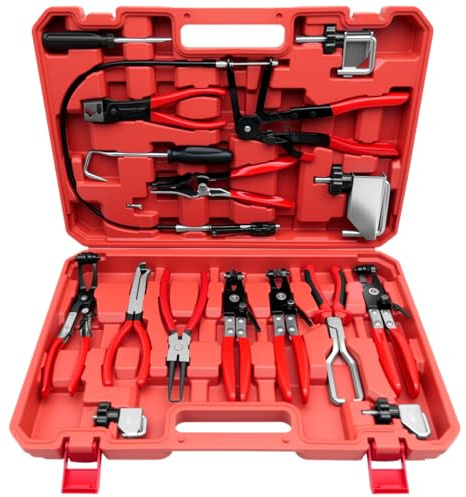 ZKTOOL 16 Pièces à Colliers de Serrage, Outil Flexible de Retrait des Colliers de Serrage, Adapté aux Connecteurs de Bornes Automobiles, au Remplacement des Tuyaux de Carburant, d'Huile et d'Eau