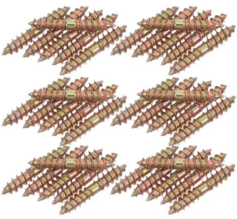 COLLBATH 100pcs M5x30 Double-end Thread Self Tapping Screws for Furniture Hardware, Bed Fittings, Wardrobe and Cabinet Fasteners, Woodworking Connecting Bolts for Home Improvement