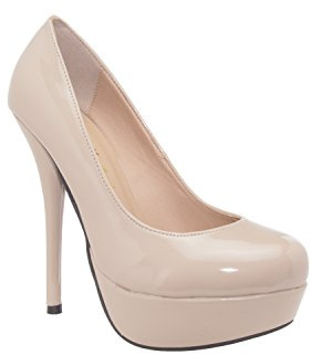 Andrés Machado - Chaussures Plateforme pour Femme/Adolescent Vernis et Simili Cuir - AM453 - Talons Aiguille 15 cm - Plateforme 3,5 cm - Vernis Beige, EU 42