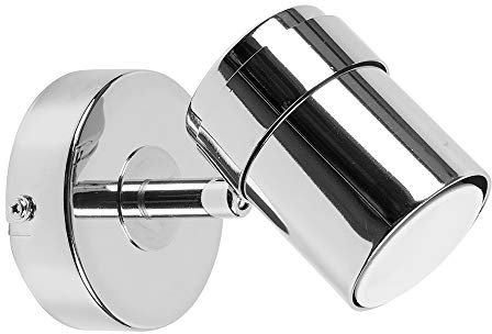 MiniSun | Modern Polished Chrome Single Wall Spotlight Fitting | Ceiling Spots, Home Décor & Improvement Essential | Includes 5W LED Bulb [6500K Cool White]