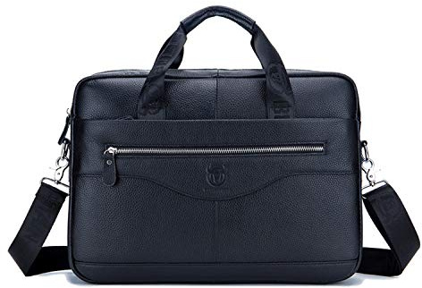 FANDARE Herren Aktentaschen für 12.9 Zoll Laptop Schultasche Arbeitstasche Leder Handtasche Umhängetasche Businesstasche Kuriertasche Crossbody Messenger Bags Arbeit Reise Collegetasche Schwarz