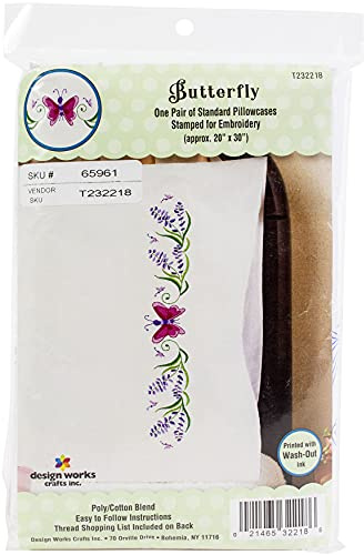 Tobin Design Works Crafts Stamped Pillowcases for Embroidery-Set of 2, Various,Standard